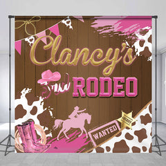 Lofaris Custom Name Redeo Western Pink Birthday Backdrop