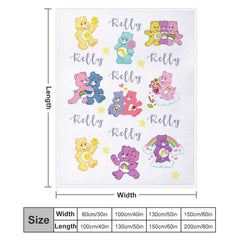 Lofaris Custom Name Repeat Cute Bear Pattern White Blanket
