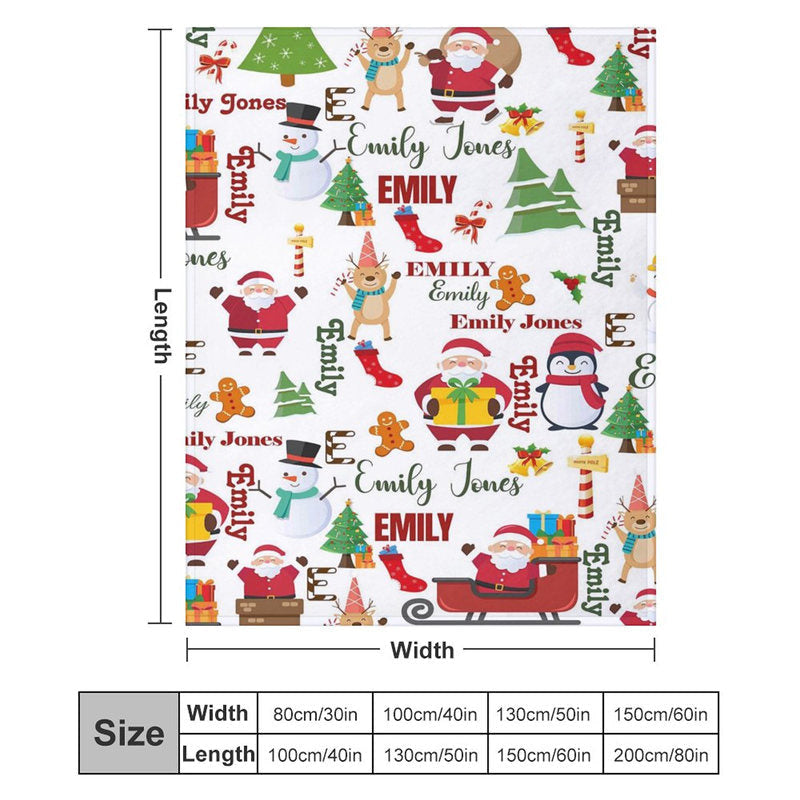 Lofaris Custom Name Santa Claus Pine Elk Christmas Blanket