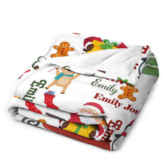 Lofaris Custom Name Santa Claus Pine Elk Christmas Blanket