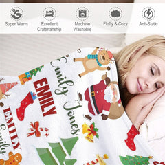 Lofaris Custom Name Santa Claus Pine Elk Christmas Blanket