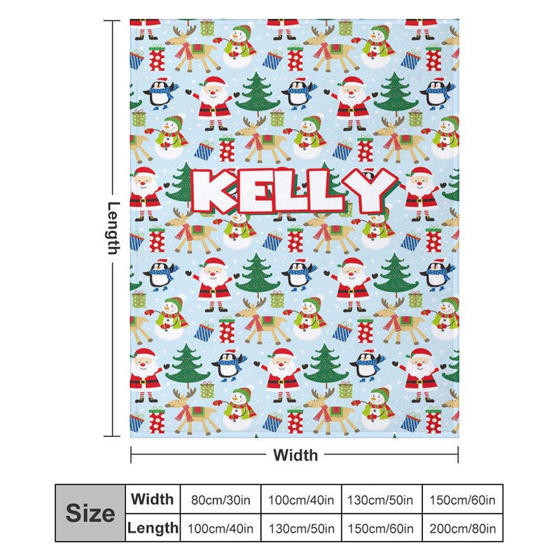 Lofaris Custom Name Santa Snowman Animals Christmas Blanket