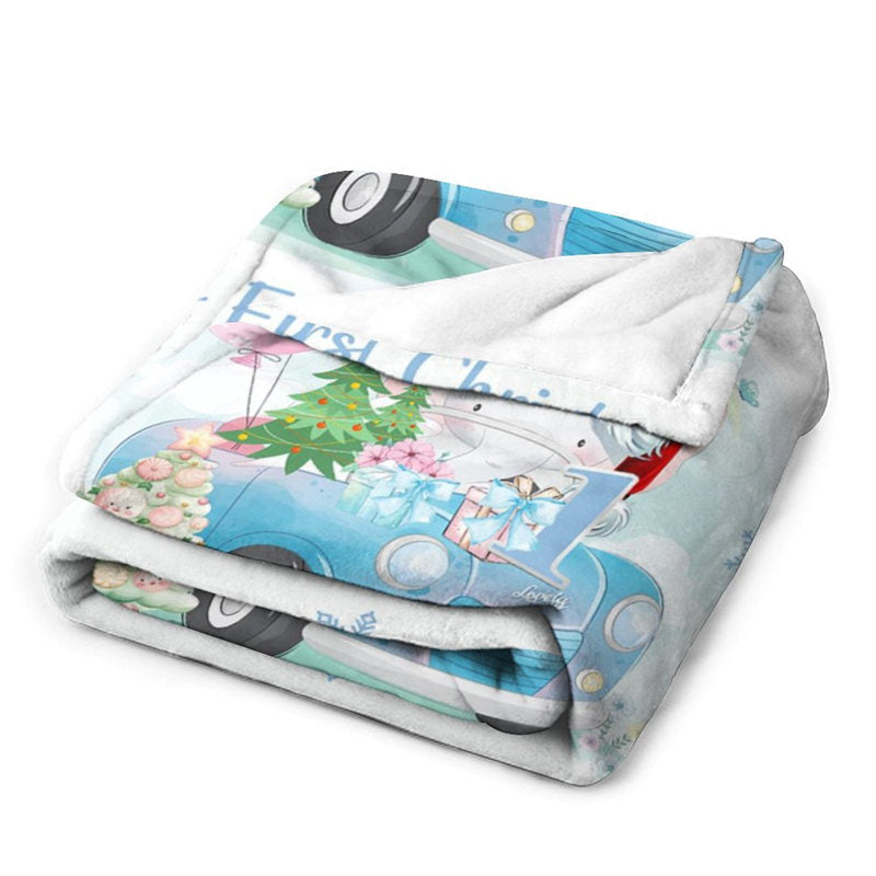Lofaris Custom Name Snowflake Baby First Christmas Blanket