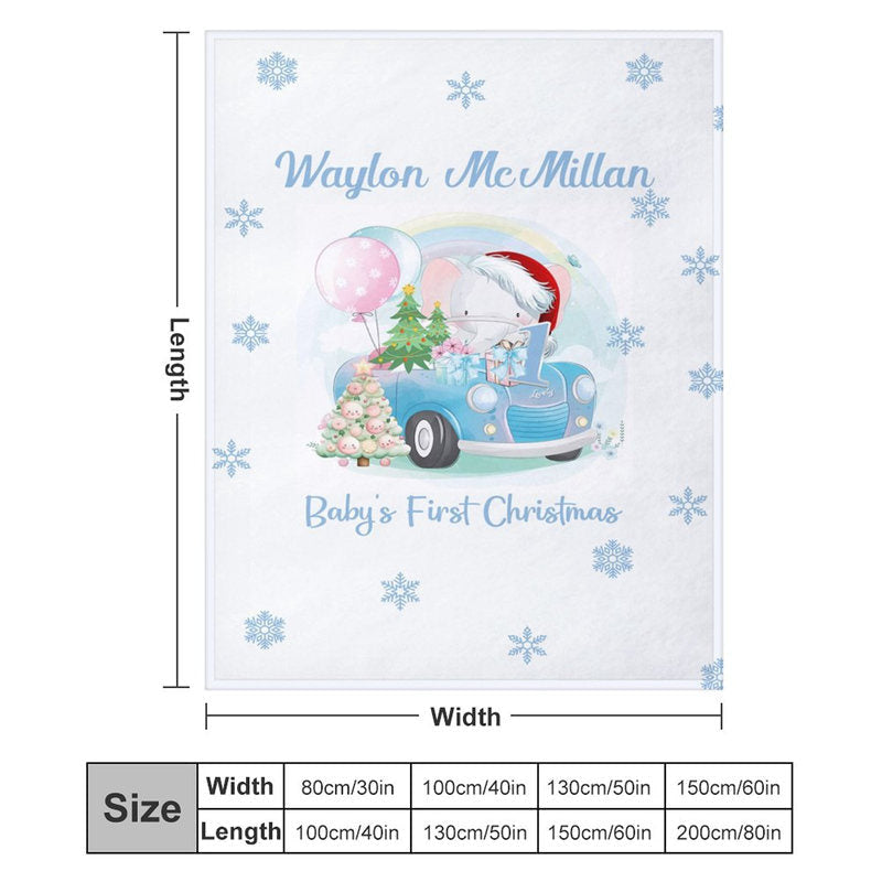 Lofaris Custom Name Snowflake Baby First Christmas Blanket