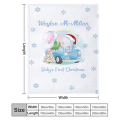 Lofaris Custom Name Snowflake Baby First Christmas Blanket