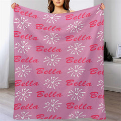 Lofaris Custom Name Sparkle Pattern Repeat Pink Blanket