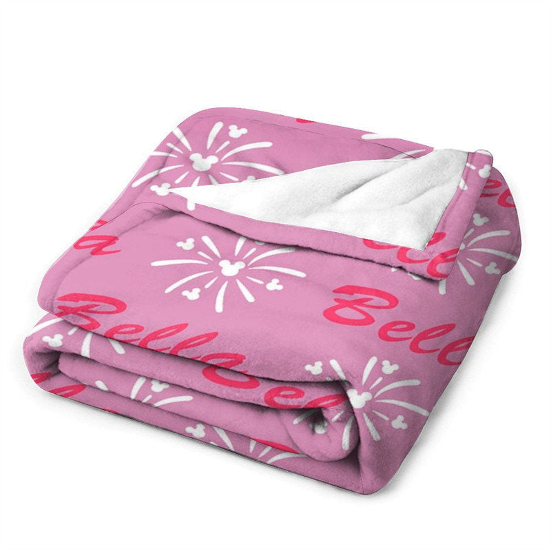 Lofaris Custom Name Sparkle Pattern Repeat Pink Blanket
