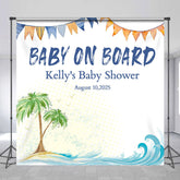 Lofaris Custom Name Summer Beach Tree Baby On Board Backdrop