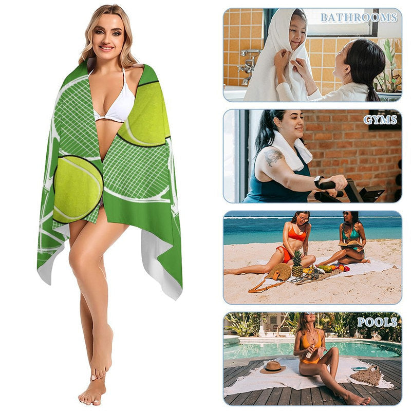 Lofaris Custom Name Tennis Green Sport Beach Towel for Boy