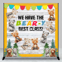 Lofaris Custom Name Tree Bear Wooden Back To School Backdrop