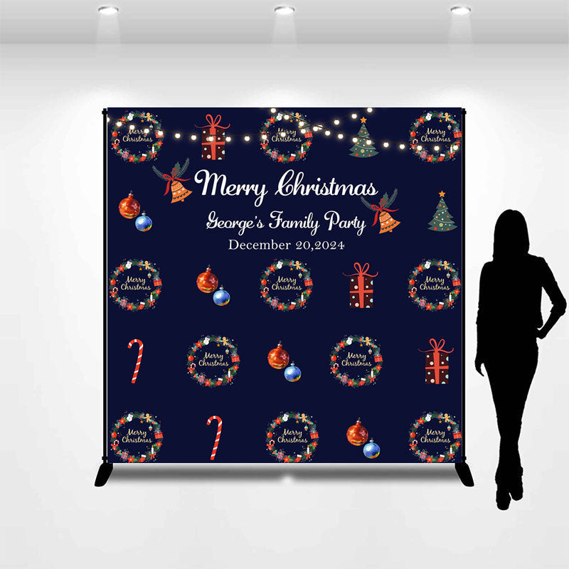 Lofaris Custom Name Christmas Tree Wreath Gifts Backdrop