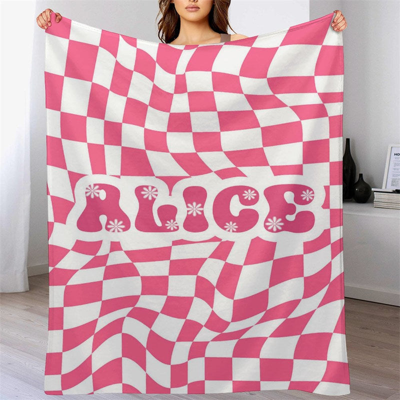 Pink checkered 2025 blanket