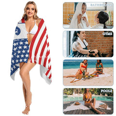 Lofaris Custom Name Usa Flag Beach Towel For Holiday Gifts
