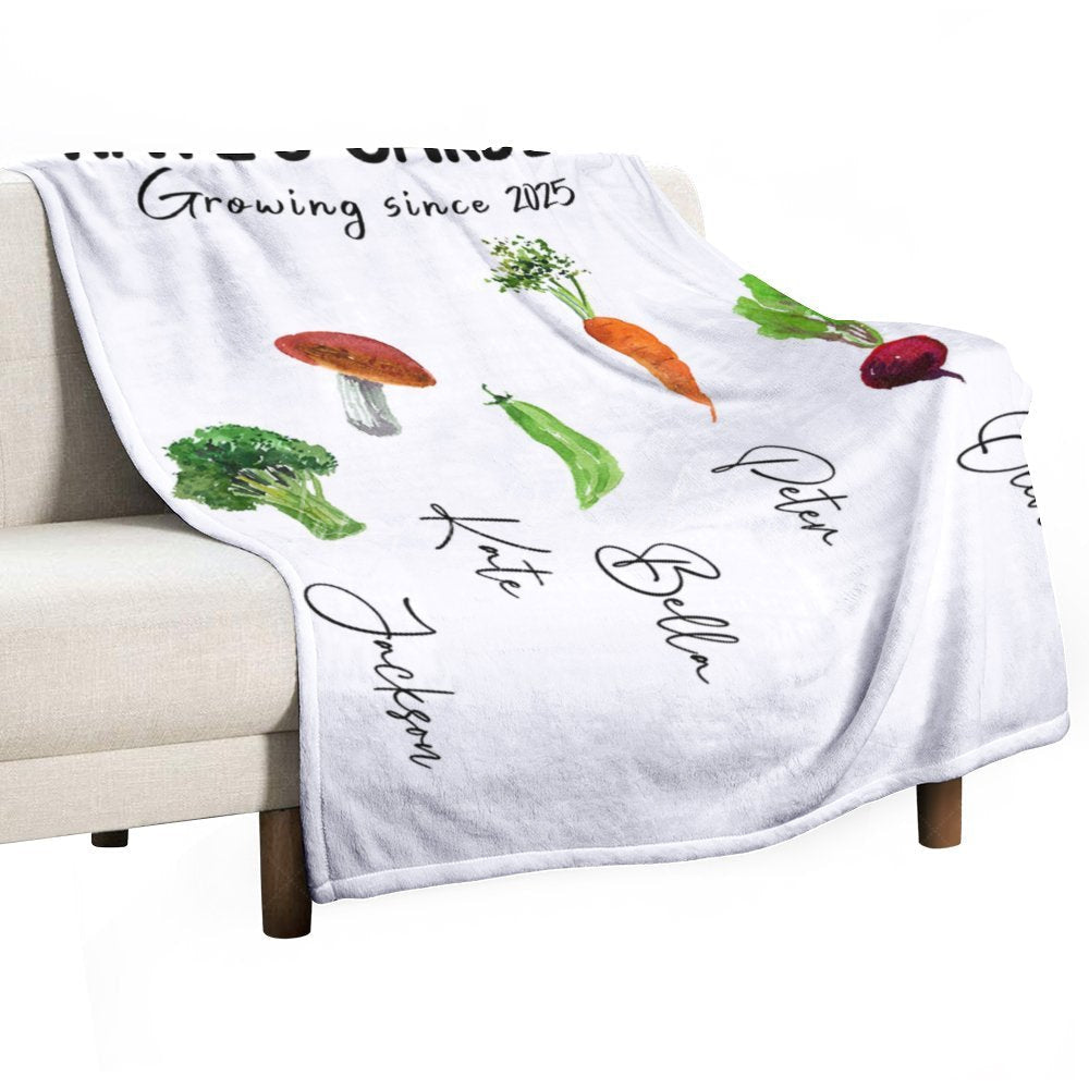 Lofaris Custom Name Vegetables Garden White Blanket For Gift