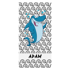 Lofaris Custom Name White Wave Shark Boy Beach Towel