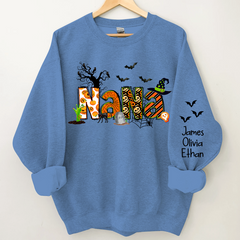 Lofaris Custom Nana And Grandkids Halloween Sweatshirt