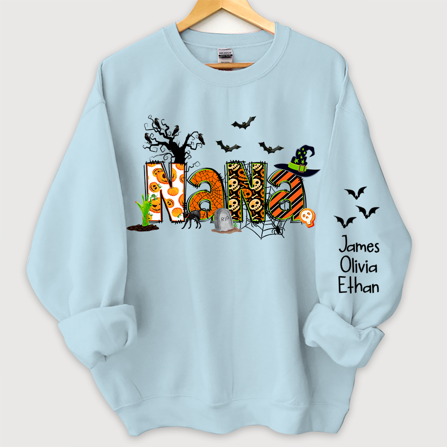 Lofaris Custom Nana And Grandkids Halloween Sweatshirt