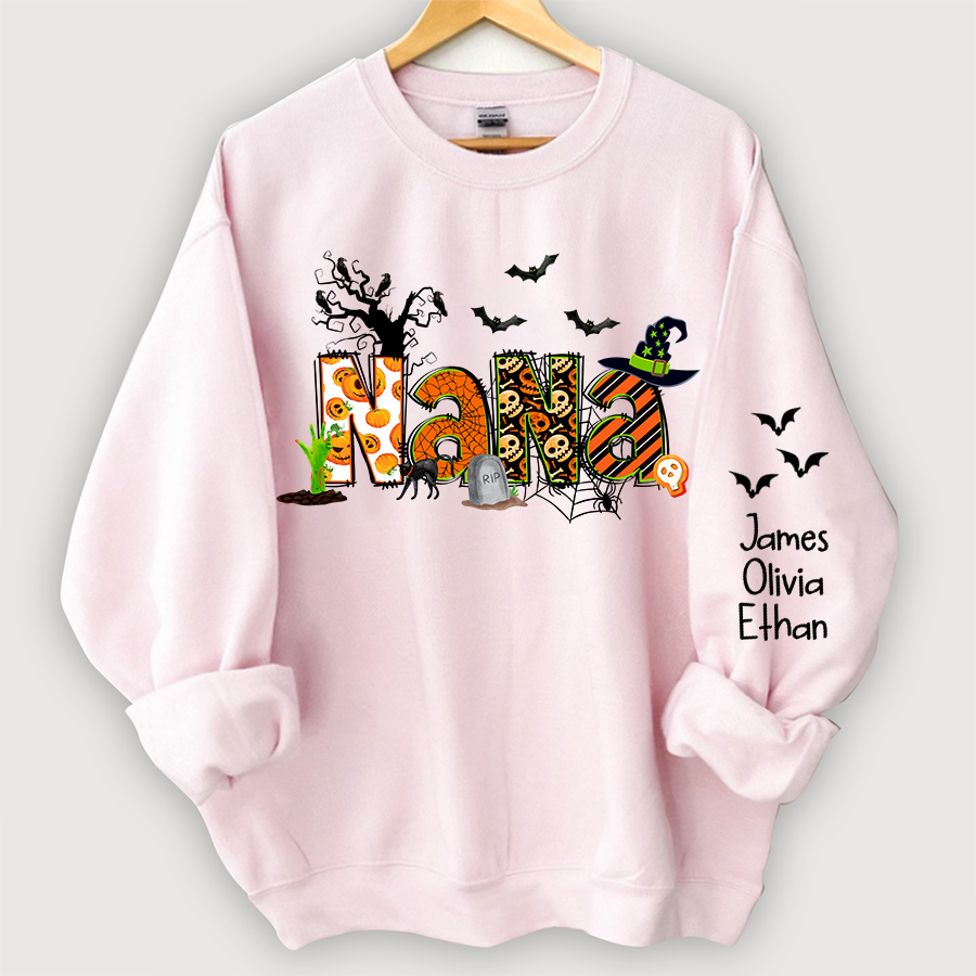 Lofaris Custom Nana And Grandkids Halloween Sweatshirt