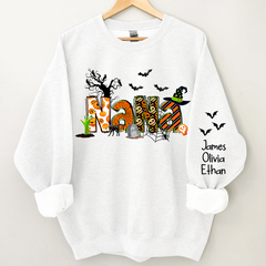 Lofaris Custom Nana And Grandkids Halloween Sweatshirt