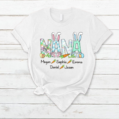 Lofaris Custom Nana And Kids Rabbit Carrot Easter T-Shirt