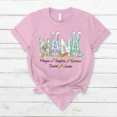 Lofaris Custom Nana And Kids Rabbit Carrot Easter T-Shirt