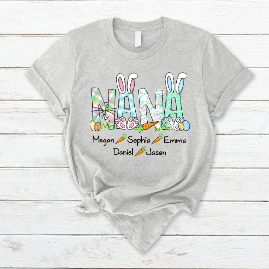 Lofaris Custom Nana And Kids Rabbit Carrot Easter T-Shirt