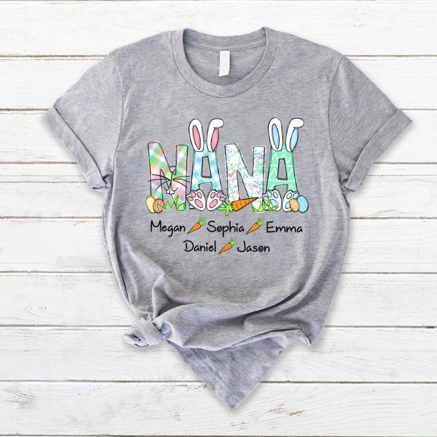 Lofaris Custom Nana And Kids Rabbit Carrot Easter T-Shirt