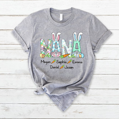 Lofaris Custom Nana And Kids Rabbit Carrot Easter T-Shirt