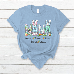 Lofaris Custom Nana And Kids Rabbit Carrot Easter T-Shirt
