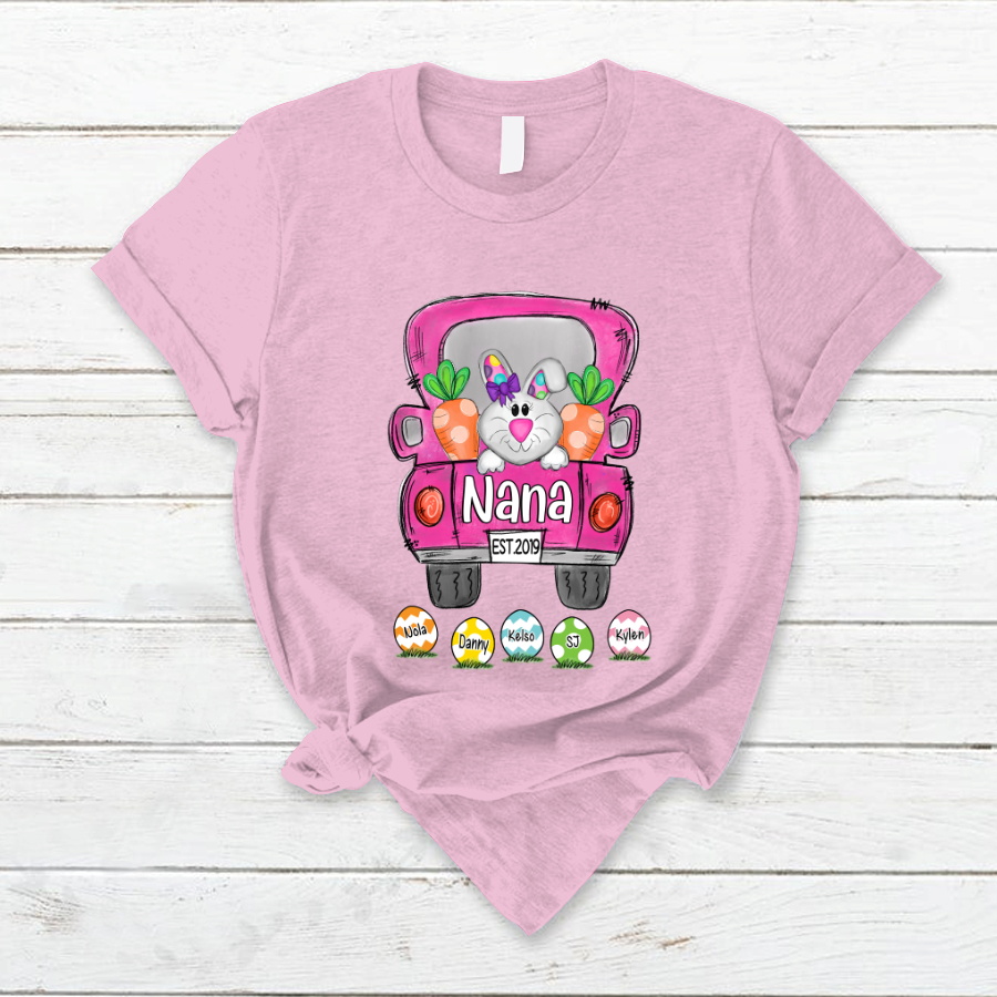 Lofaris Custom Nana Est Bunny Easter Truck Eggs T-Shirt