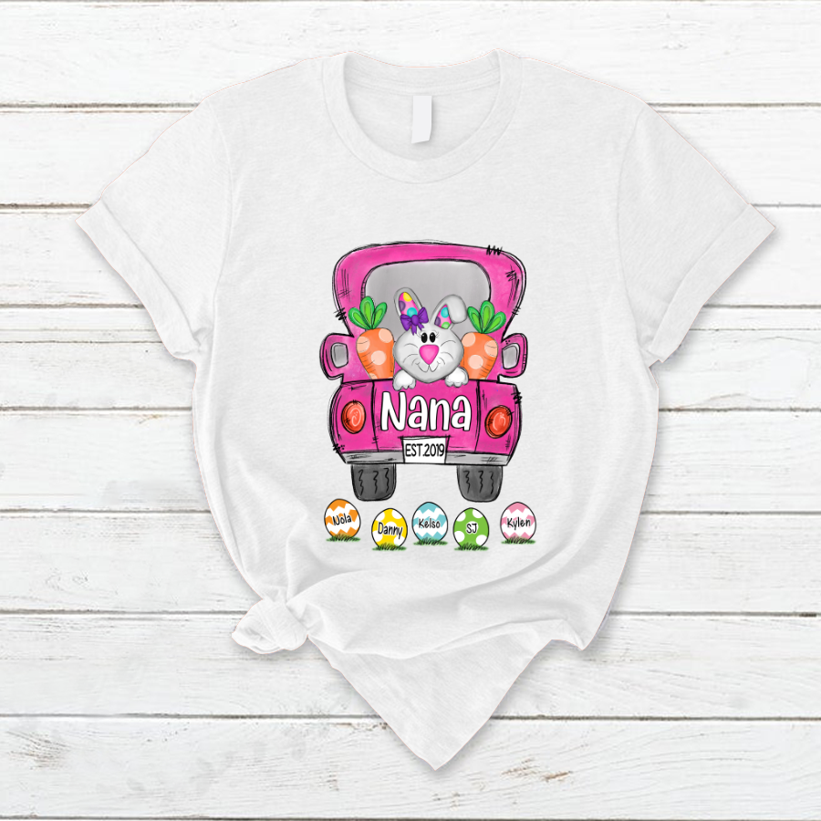 Lofaris Custom Nana Est Bunny Easter Truck Eggs T-Shirt