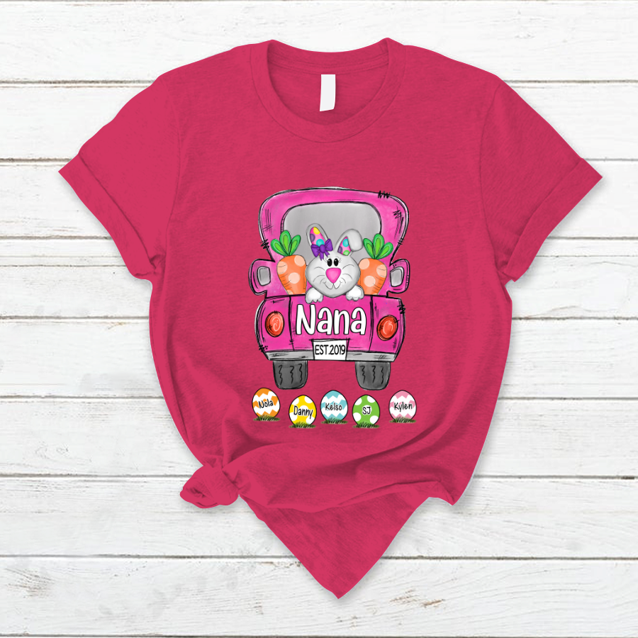 Lofaris Custom Nana Est Bunny Easter Truck Eggs T-Shirt