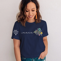 Lofaris Custom Nana Flower and Grandkids Mothers day T-Shirt
