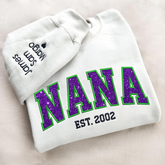 Lofaris Custom Nana Green Purple Glitter Embroidered Sweatshirt
