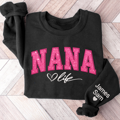Lofaris Custom Nana Life Pink Glitter Grandma Sweatshirt