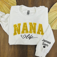 Lofaris Custom Nana Life Yellow Glitter Grandma Sweatshirt