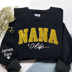 Lofaris Custom Nana Life Yellow Glitter Grandma Sweatshirt