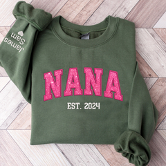 Lofaris Custom Nana Pink Glitter Embroidered Sweatshirt