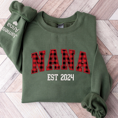Lofaris Custom Nana Red Black Caro Embroidered Kids Sweatshirt
