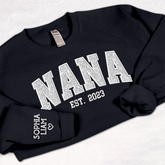 Lofaris Custom Nana White Glitter Embroidered Sweatshirt