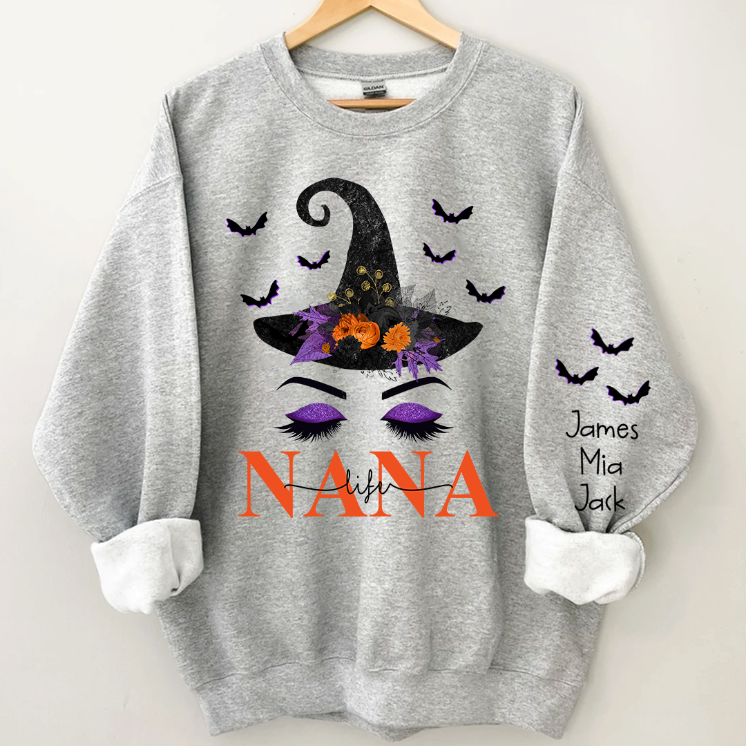 Lofaris Custom Nana Witch Grandkids Halloween Sweatshirt
