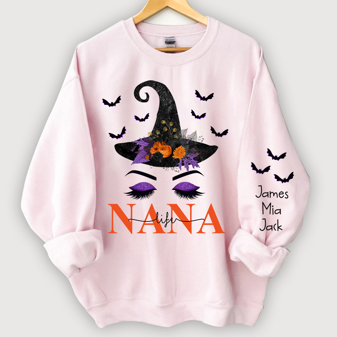 Lofaris Custom Nana Witch Grandkids Halloween Sweatshirt