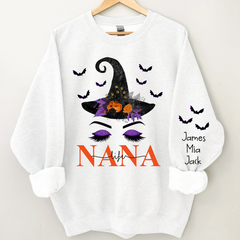 Lofaris Custom Nana Witch Grandkids Halloween Sweatshirt