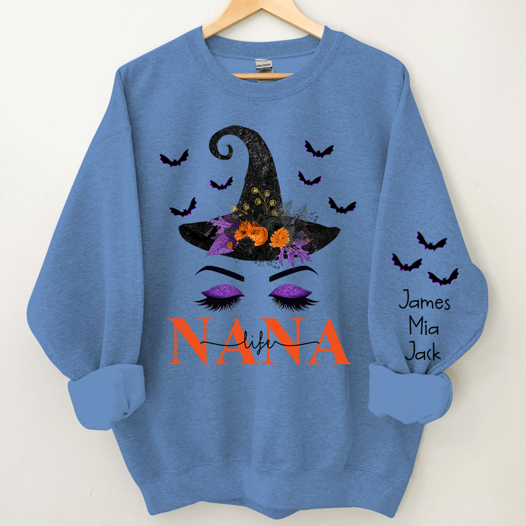 Lofaris Custom Nana Witch Grandkids Halloween Sweatshirt