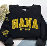 Lofaris Custom Nana Yellow Glitter Embroidered Sweatshirt