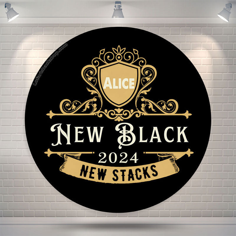 Lofaris Custom New Stacks Gold Black 2024 Round Backdrop