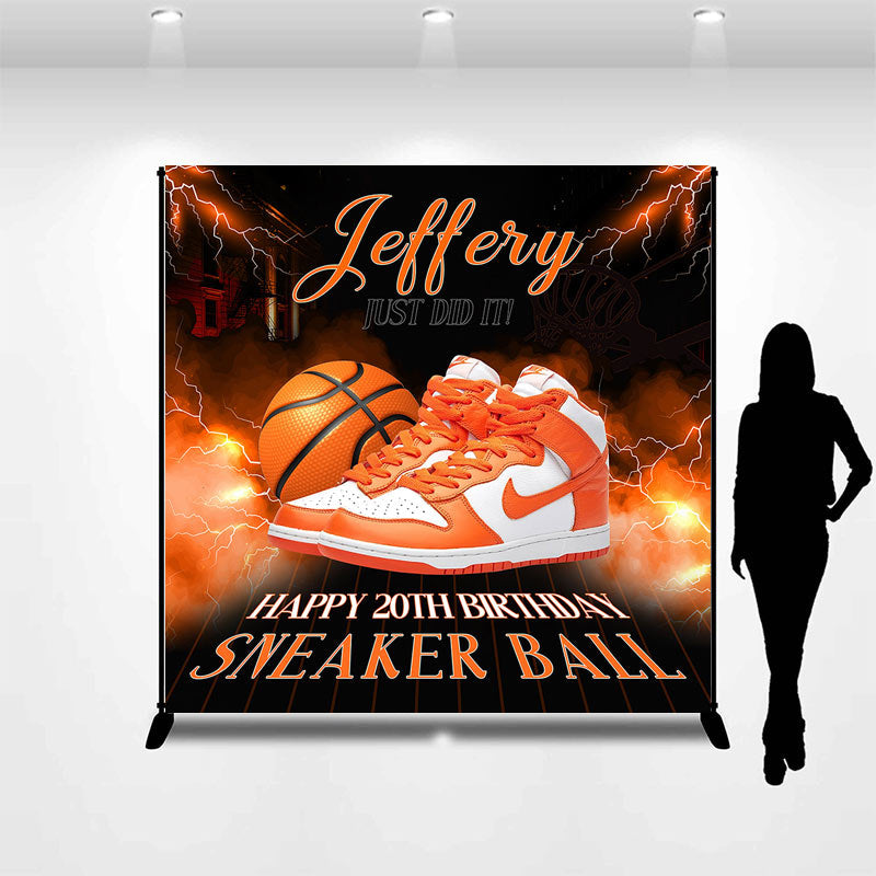 Lofaris Custom Orange Sneaker Ball Birthday Party Backdrop