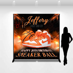 Lofaris Custom Orange Sneaker Ball Birthday Party Backdrop