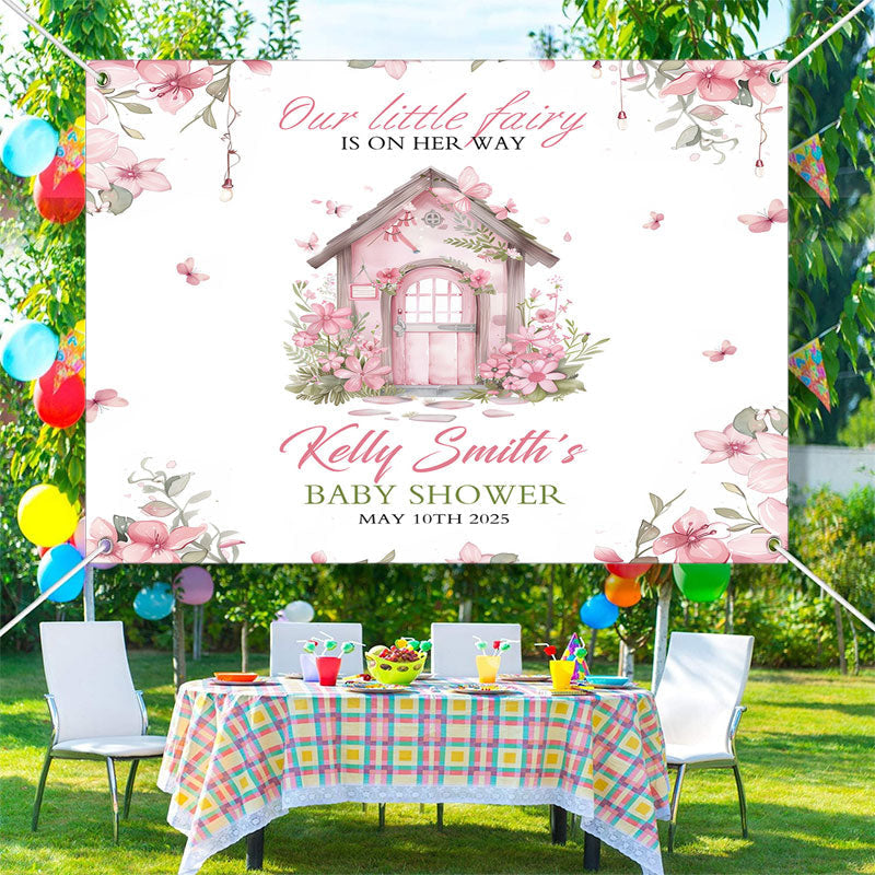 Lofaris Custom Our Fairy Floral House Baby Shower Backdrop