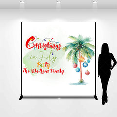 Lofaris Custom Palm Trees Family Christmas In July Backdrop